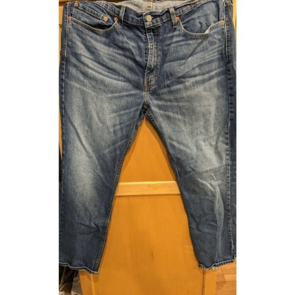 Levi's 514 Jeans 38X29 (actual) Blue zipper‎ Fly Denim Jeans DISTRESSED CUFFS